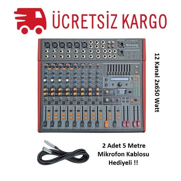 König K-12 P650 12 Kanal 2x650 Watt Power Mikser